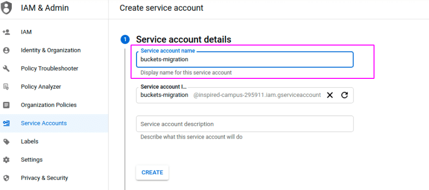 aws iam service account details